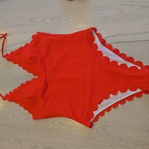 Red Scalloped Halter Swimsuit